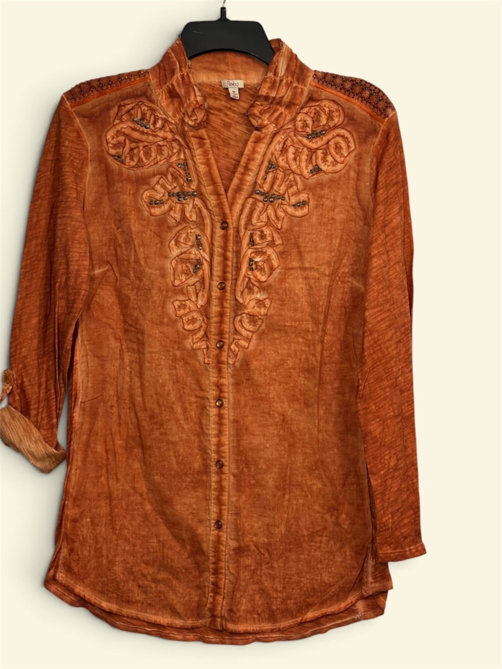 Reba Long Sleeve Button Down Top Size M
